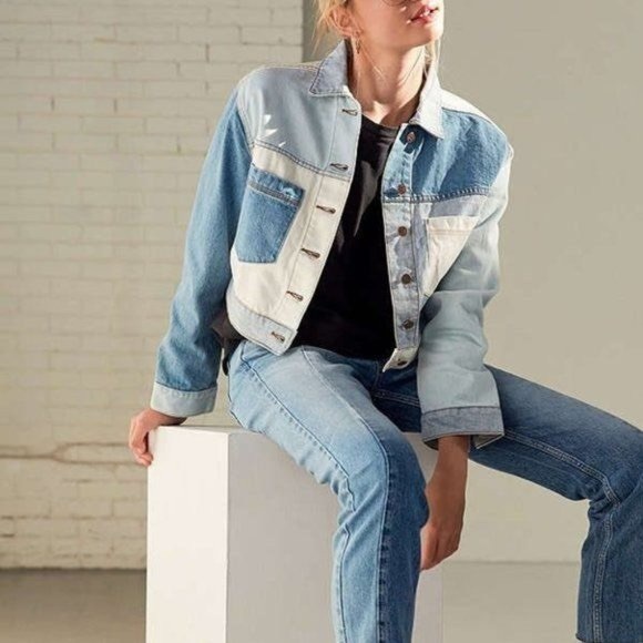 UO BDG Mix+Match Denim Cropped Trucker Jacket - Picture 2 of 3